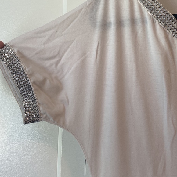 FREE WITH PURCHASE New White One Shoulder Dress with Silver Trim - Picture 3 of 7